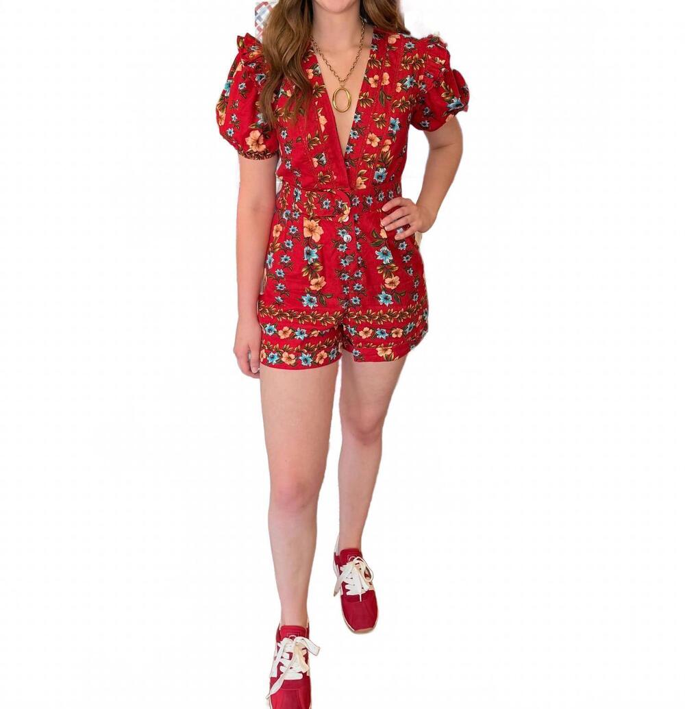 NEW OLIVACEOUS women's aria romper in red